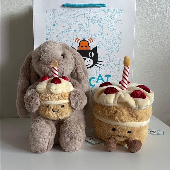 Cute Plush Bunny and Cake Set